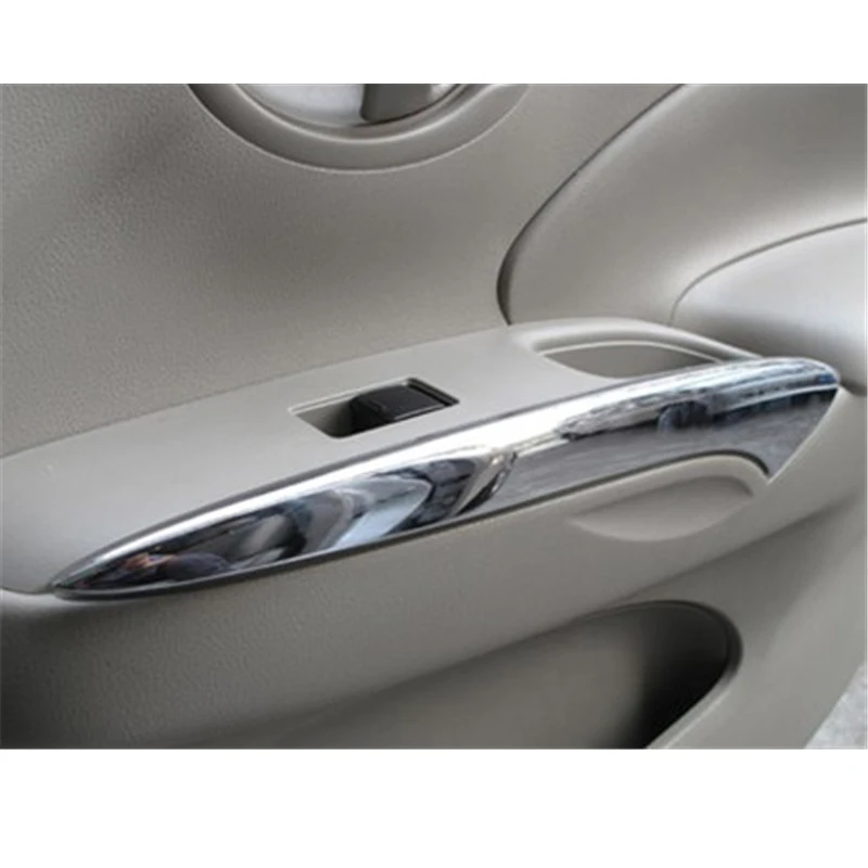 Стайлинга автомобилей внутри дверной ручки отделка внутренняя дверные ручки, пригодный для Nissan Versa солнечный Latio 2011- ABS Chrome 4 шт. в комплекте
