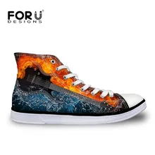 FORUDESIGNS/крутая 3D гитара с принтом огня, Мужская Вулканизированная обувь, удобная мужская низкая модная парусиновая обувь на плоской подошве, zapatos hombre