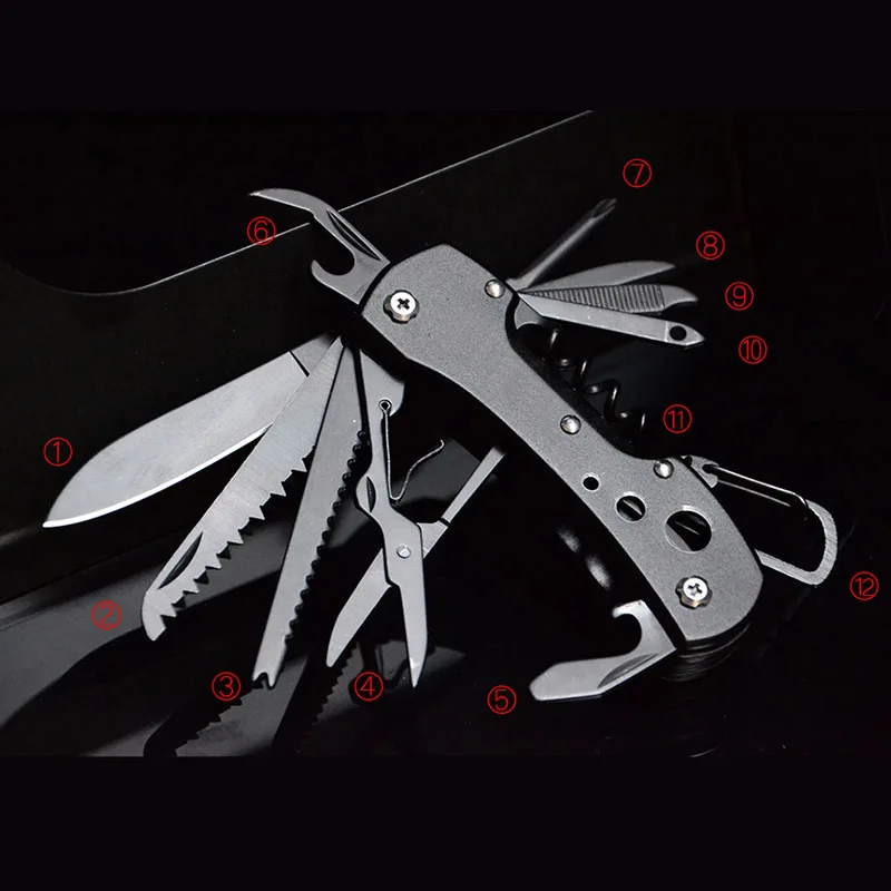 Multitool Folding Knife Titanium Black Multifunctional Knife Camping Pocket Knife Opener Outdoor