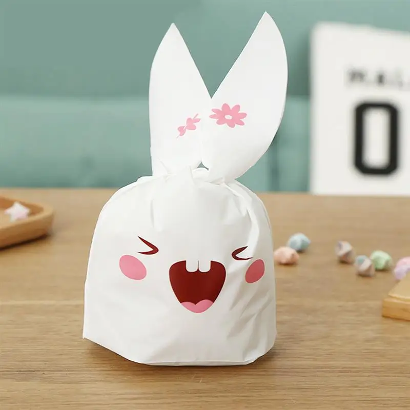  50pcs Cute Long Bunny Rabbit Ears Gift Bag Easter Candy Gift Set Plastic Party Favors Cookie Snack  - 32860358922
