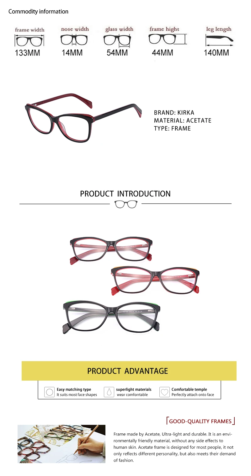 Kirka 2018 Vintage Retro Acetate Myopia Eye Glasses Women Clear Lens Frames Optical Eyeglasses Spectacles (2)