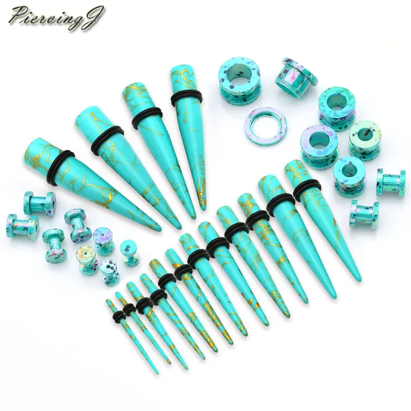 

PiercingJ 32pcs/set Hot Acrylic Ear Gauge Taper And Plug Stretching Kits Flesh Tunnel Expansion Body Piercing Jewelry 12G-00G