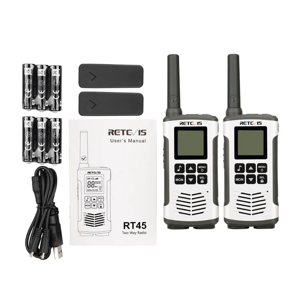 2pcs Retevis RT45 Walkie Talkie PMR446 PMR Radio 446 MHz/FRS Handheld 2 Way Radio Station Hf Transceiver Micro USB Charging VOX 2pcs Retevis RT45 Walkie Talkie PMR446 PMR Radio 446 MHz/FRS Handheld 2 Way Radio Station Hf Transceiver Micro USB Charging VOX