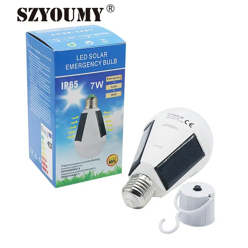 SZYOUMY Led Bulb E27 LED Solar Lamp 7W 12W 85V 265V Outdoor Emergency