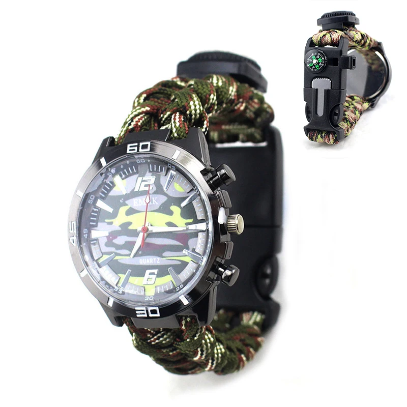 

Outdoor Camping Paracord Bracelet Rope Buckle Tent Tight Braided Paracord 550 Band Multifunctional Survival Bracelet Watch