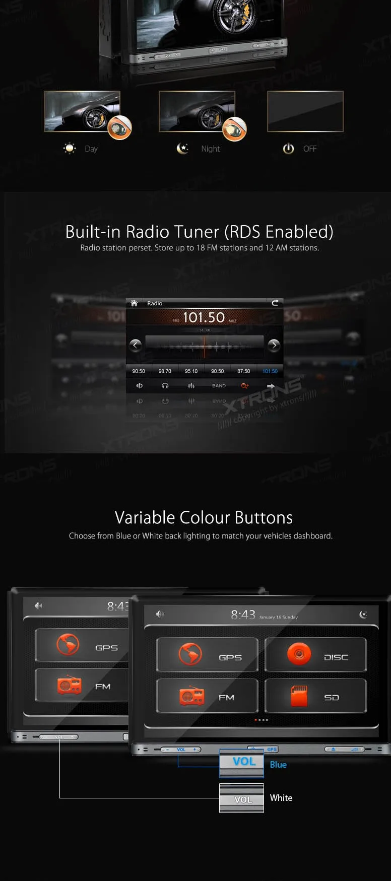 Best XTRONS 7" 2 Din Car DVD player with GPS Navigation Universal Stereo CD Radio Player 7" Touch Screen 1080P 3G DVR Video Head Unit 5