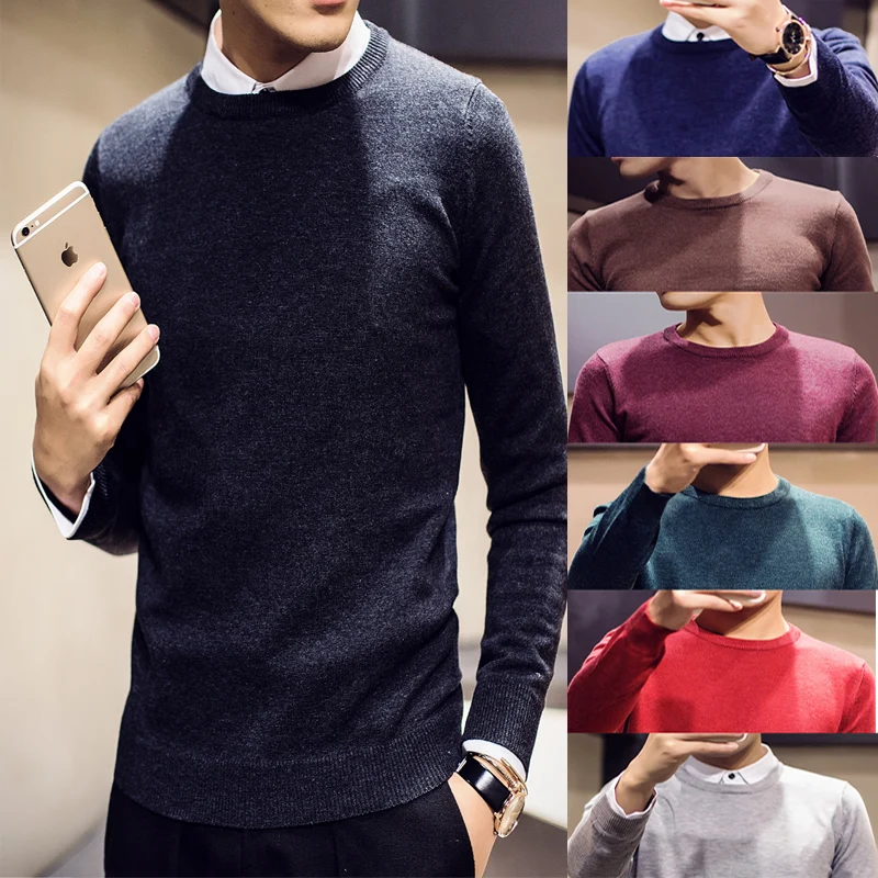 Sweater Men O-neck Pullover Long Sleeve Casual Sweater Men Clothes 2018 Spring Autumn New Arrival Many Color Choose