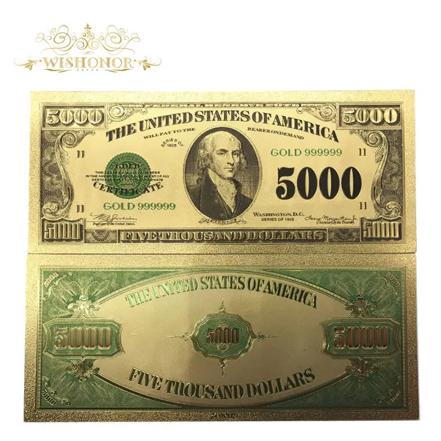 1918 Years Usa 24k Gold Banknotes Gold Plated Us 5000 Dollar Bill Collections Bank Notes 10pcs Lot Currency Fake Money 1918 Years Usa 24k Gold Banknotes Gold Plated Us 5000 Dollar Bill Collections Bank Notes 10pcs Lot Currency Fake Money
