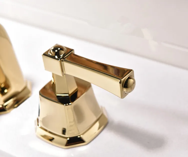 TI-GOLD PVD 8 дюймов 3 широкий с отверстиями Умывальник для ванной комнаты Смеситель кран на бортике роскошный кран квадратный