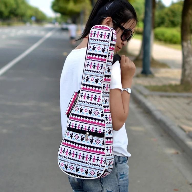 Creative portable durable concert 23 24 inches ukulele bag colorful case soft gig backpack padded lanikai-uku cover PU leather