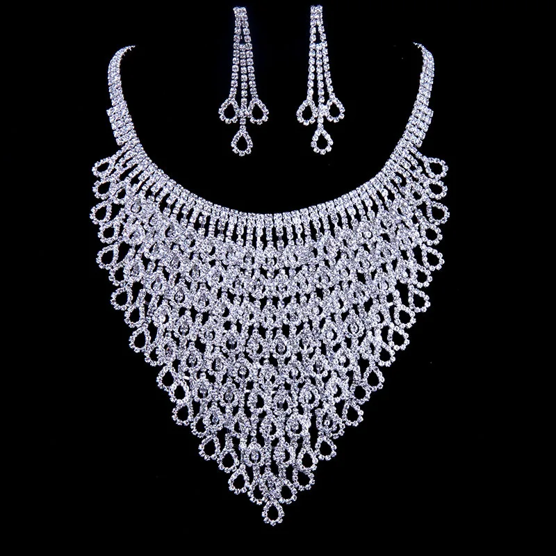 

Wedding Accessories Set Austrian Crystal Bridal Necklace/Earrings Set Bright color uniformity Jewelry Sets For Women#N148