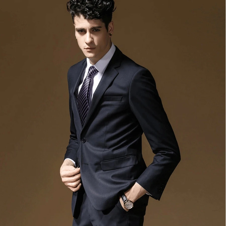 Classic Black Business Style Suit Groom Wedding Suits 2 Pieces (Jacket+Pants) Suit Slim Fit for Men Notch Lapel Smart Casual New