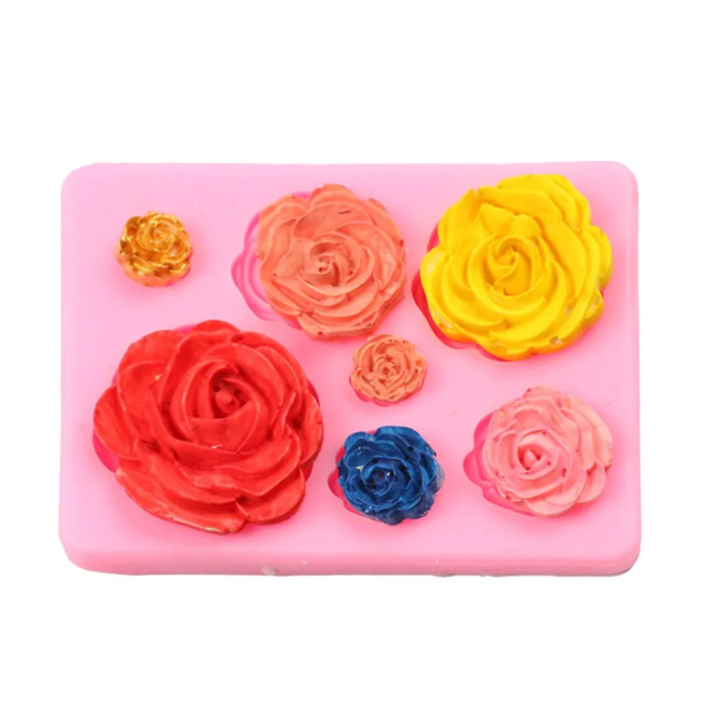 Розовые цветы Мягкая силиконовая форма для кексиков форма DIY домашняя кухня делая конфеты формы для печенья Форма для выпечки пирожных с шоколадной начинкой инструменты
