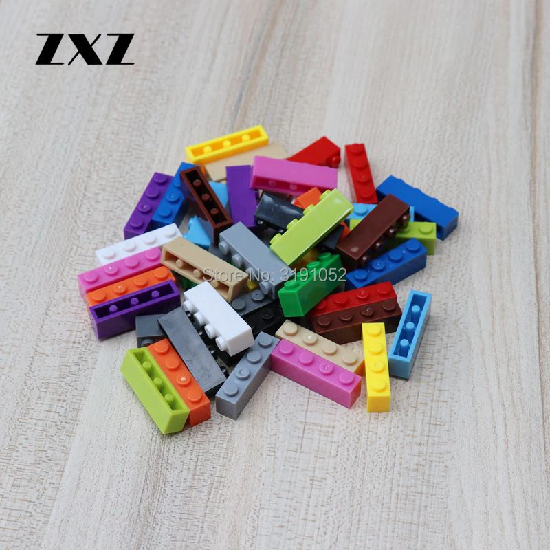 100 шт./лот кирпич 1X4 Пластиковые сборные игрушки строительные блоки набор