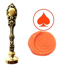 Spade Playing Card Vintage Custom Picture Logo Luxury Wax Seal Sealing Stamp Brass Peacock Metal Handle Gift Set