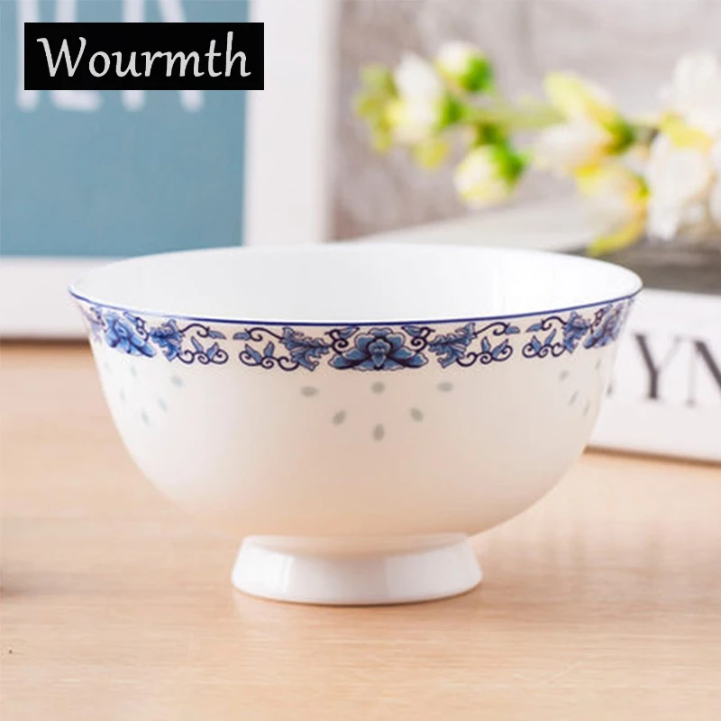 

WOURMTH 4.5/5/6 inch, bone china rice bowl chinese style, blue flower baking mold oven special baking cup pudding bowl