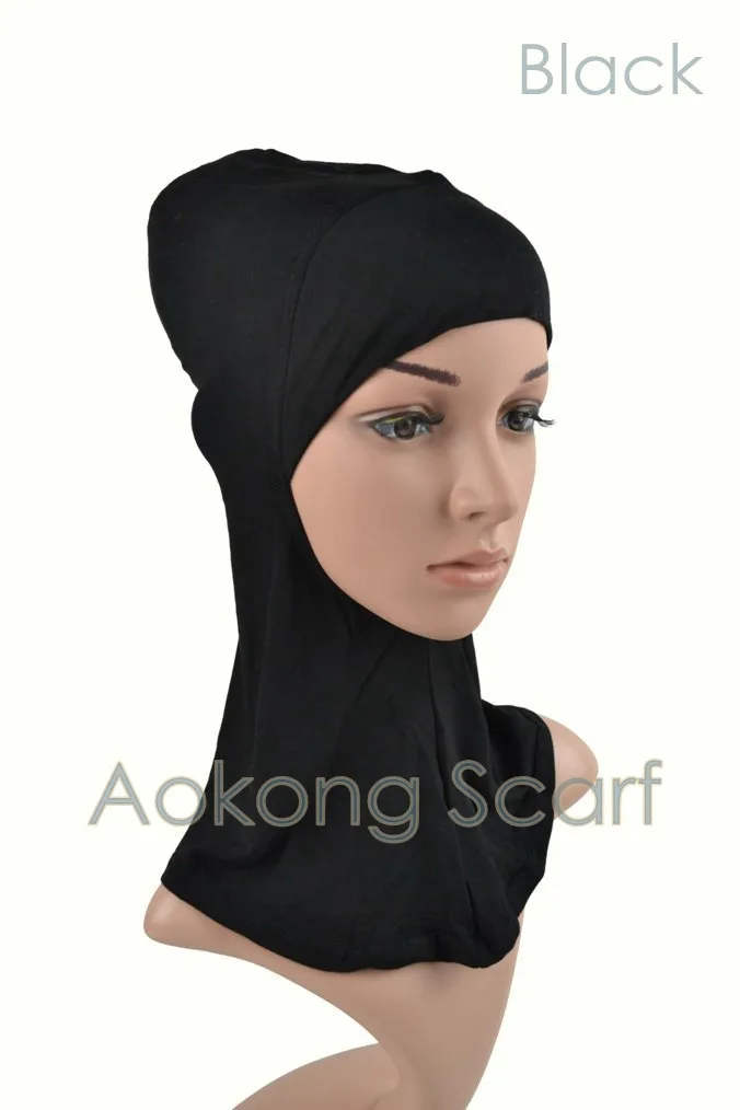 Цельный хиджаб шарф твердый вискозный хиджаб мусульманский шарф хиджаб ислам Свадьба Макси-шали женская голова Обертывания Весна - Цвет: black inner jersey