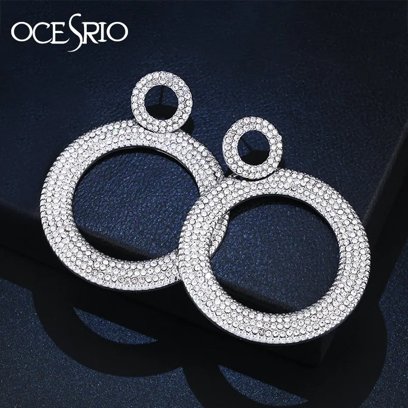 

OCESRIO New Arrival Large Hoop Earrings for Women CZ Crystal Round Big Hoops Silver Earings Fashion Jewelry 2019 ers-m29
