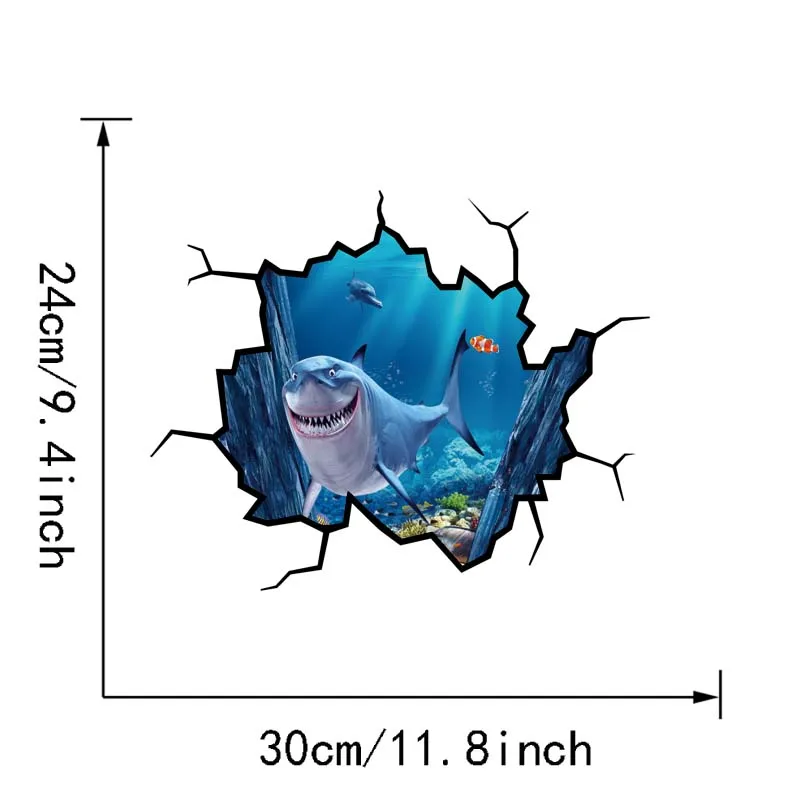 Ванная комната 3D Подводные Животные наклейки для туалета Акула Рыба океан мир настенные наклейки виниловые Съемные яркие высокое качество водной бумаги - Цвет: CS5570
