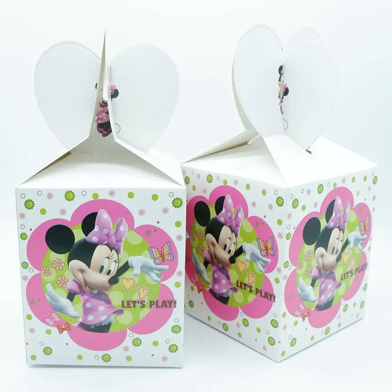 

12pcs/lot Minnie/Kitty/Mickey/Superhero Candy Boxes Kids Favors Birthday Gift Box Party Decor Supply Party Decorations Supplies