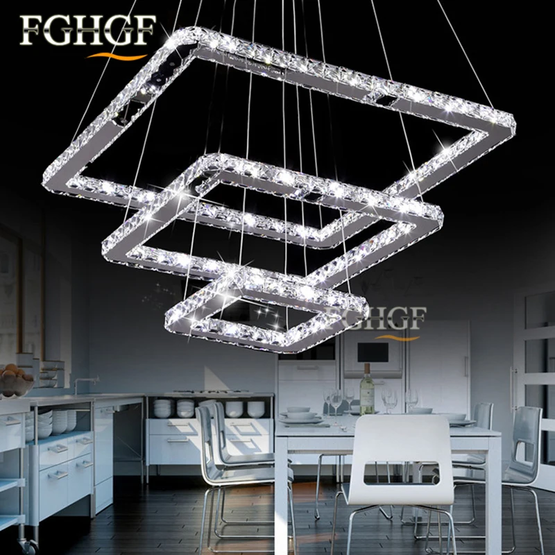 new design LED crystal chandeliers 5 squares lustres lamp dinning room living room chandelier LED light Lustres de cristal Fast Shipping (8)