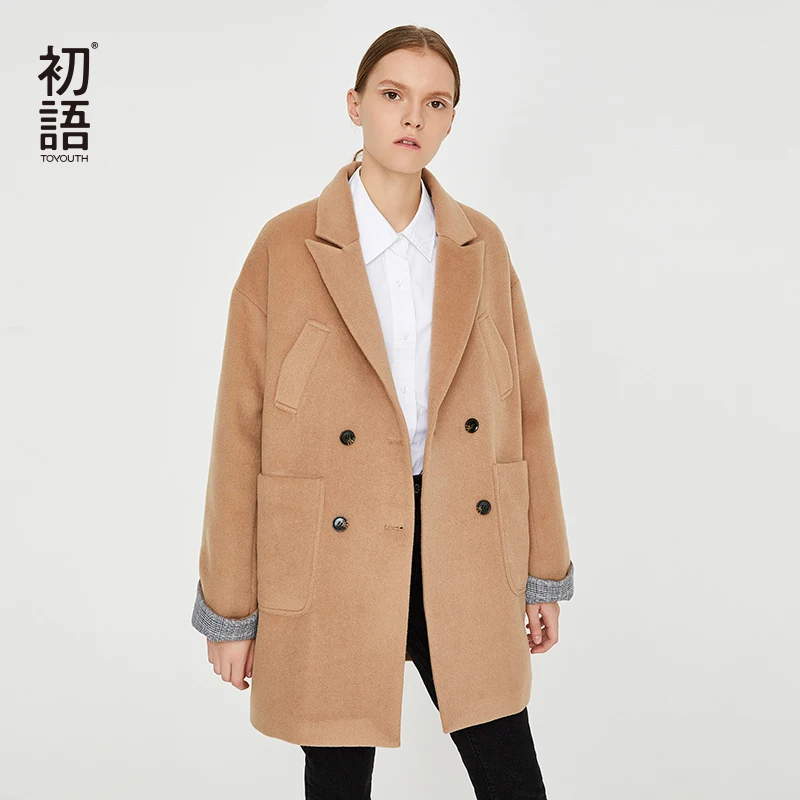

Toyouth Woolen Women Coats Warm Long Casual Outwear Coat Classic Wool Blend Jackets Female Streetwear Autumn Coat New 2019