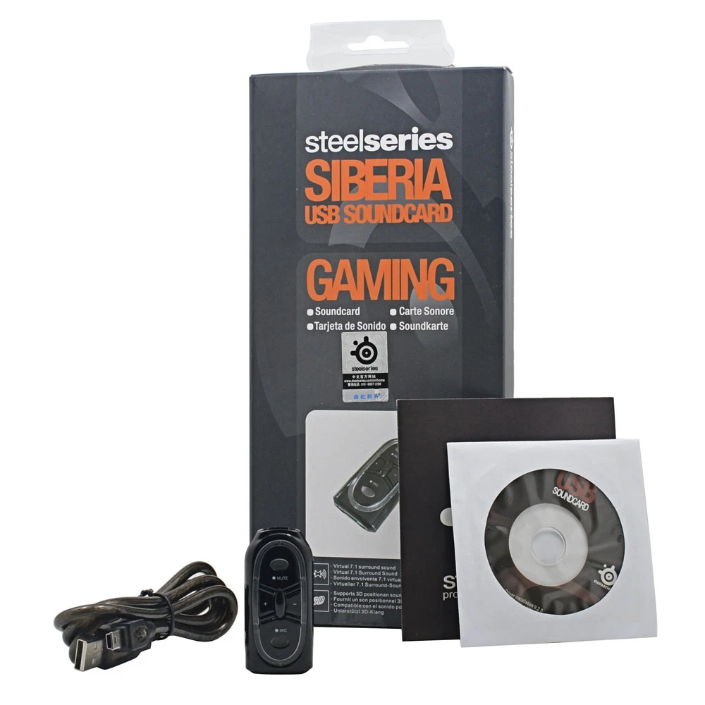 Steelseries siberia External USB to 3D Audio Sound Cards Adapter Som