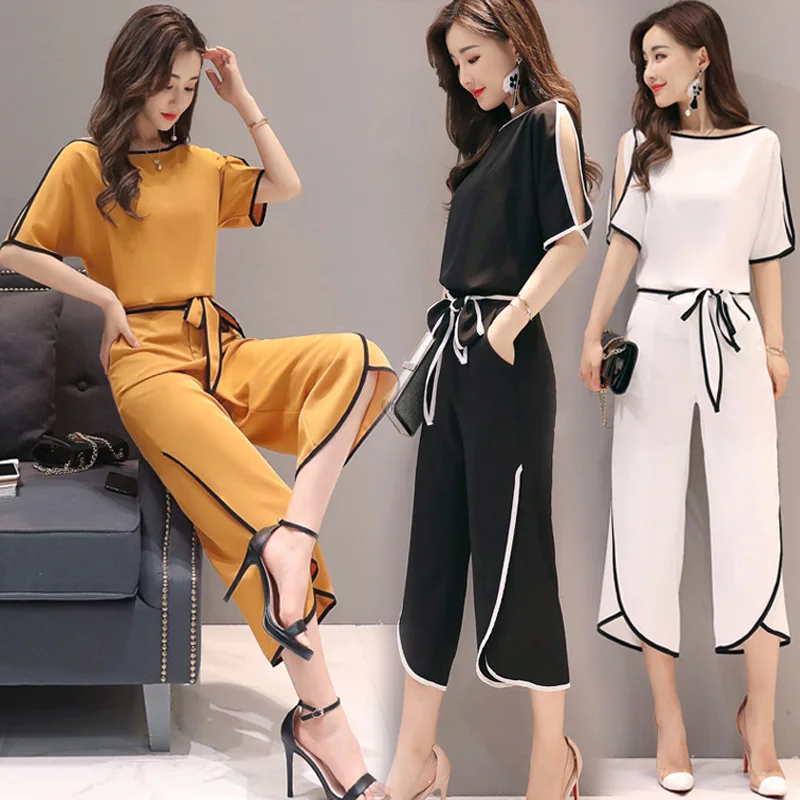 Cfyh زائد الحجم 3xl أزياء النساء تي شيرت + واسعة الساق بانت اثنين قطعة مجموعة الصيف المرأة الشيفون الأشرطة قمم واسعة الساق بانت الدعاوى Cfyh زائد الحجم 3xl أزياء النساء تي شيرت + واسعة الساق بانت اثنين قطعة مجموعة الصيف المرأة الشيفون الأشرطة قمم واسعة الساق بانت الدعاوى