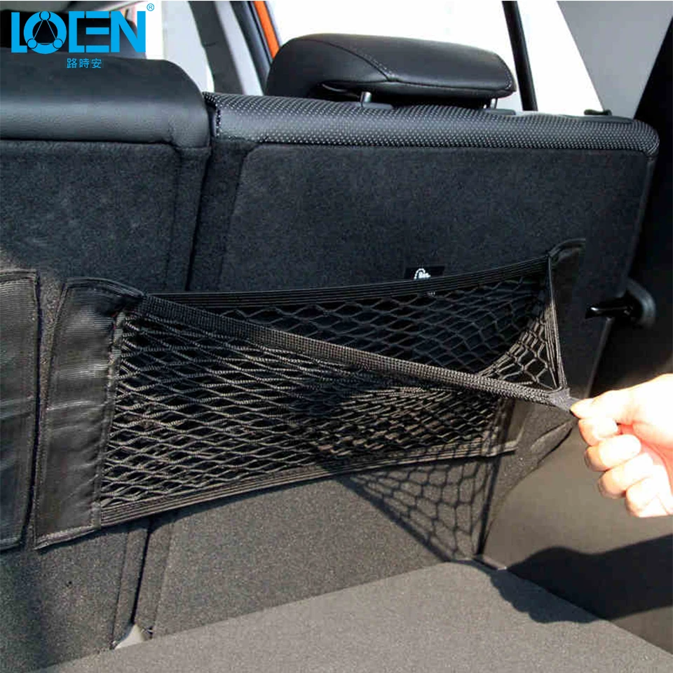 LOEN 2PC Car Back Rear Trunk Seat Elastic String Net Mesh Storage Bag