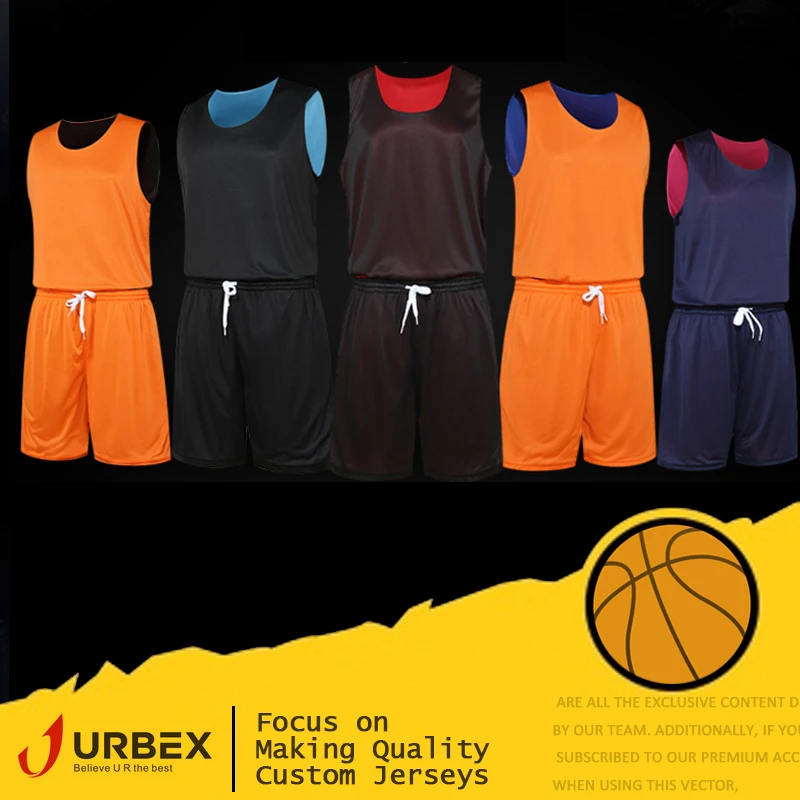 

URBEX Custom Basketball Reversible Jerseys Uniform Personalize Shirt Blank Plain Set DIY Team Kit Customize Design Logo XF1004