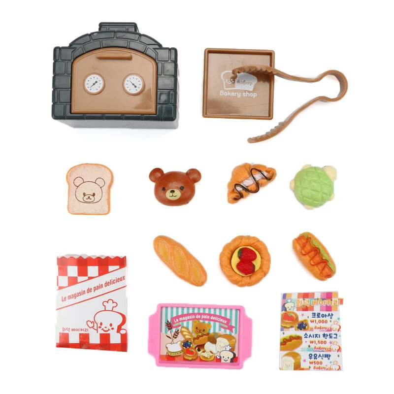 

13pcs Plastic Bread Baking Kitchen Toy Toast Oven Hot Dog Food Pretend Play Set Learning Toys For Kids