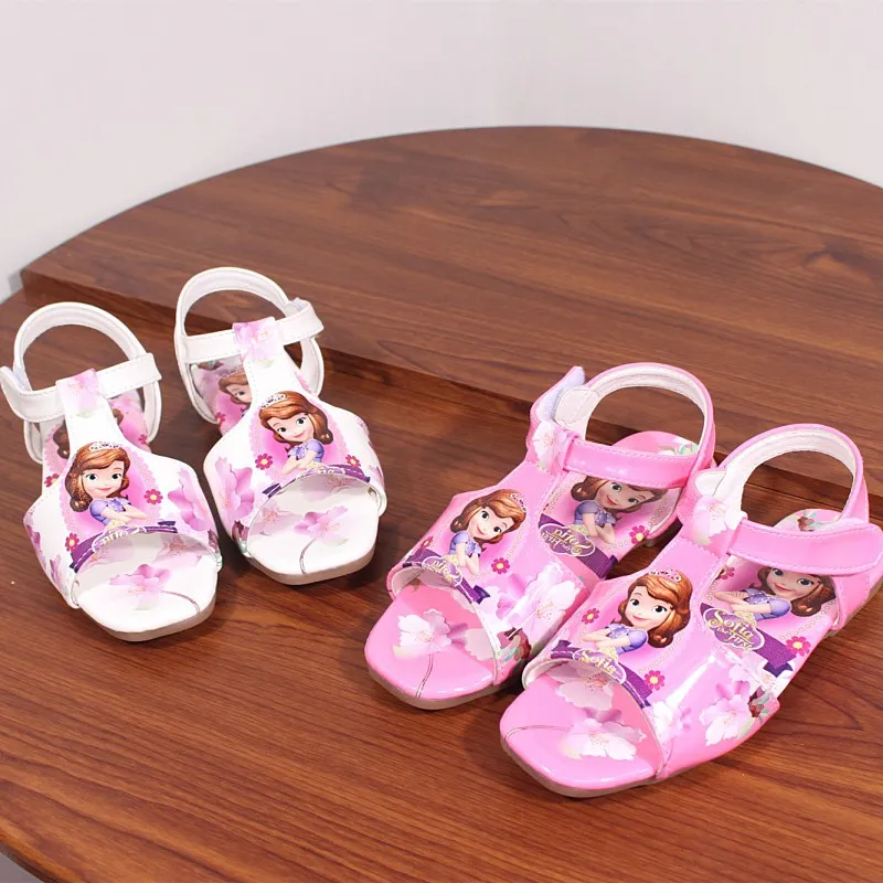 Сандалии для девочек с 3D изображением Софии, летняя пляжная обувь с героями мультфильмов для маленьких детей, детская обувь принцессы, европейские размеры 26-30, Sandalias