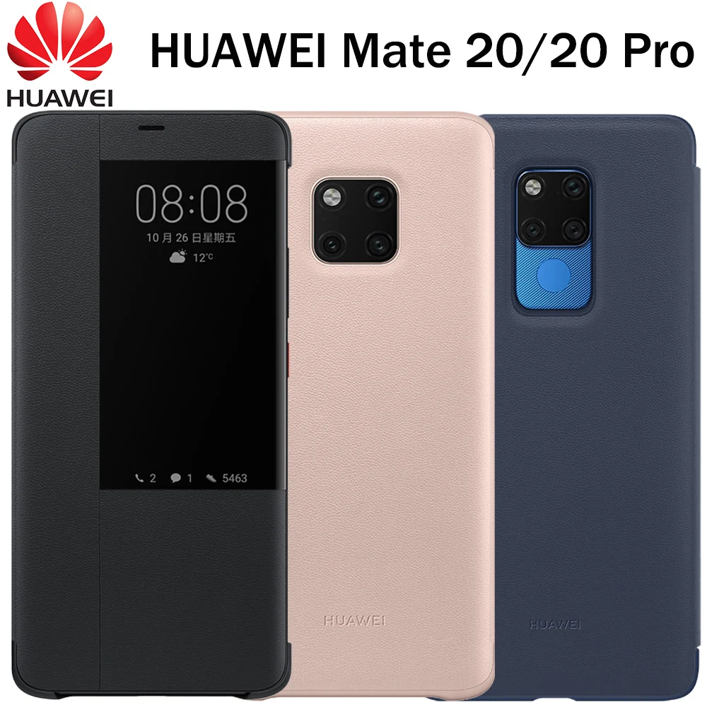 Huawei Mate 20 Pro Flip caso de la cubierta Original Huawei Mate 20 caso táctil inteligente vista clara de la caja del teléfono de cuero mate20 funda capa bolsa