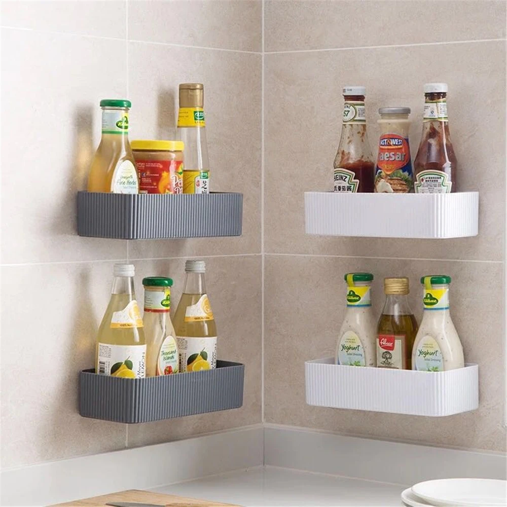 

kitchen Bathroom Shelf Adhesive Badkamer Rek Storage Rack Shower Shelf Kitchen Home Decoration Bathroom Accessories