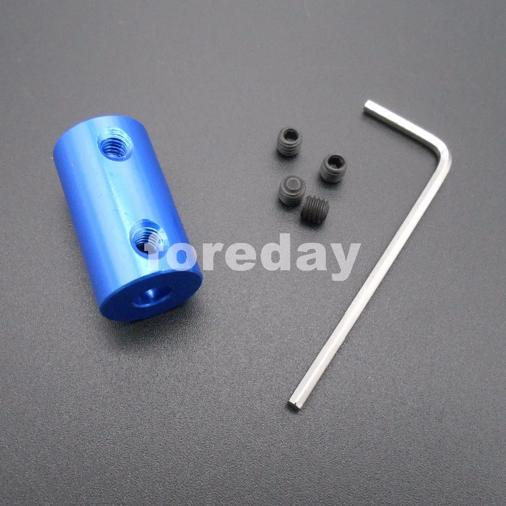 

5PCS 3 to 6mm BLUE Aluminum alloy Coupling Coupler Screw Hole diameter 4mm L: 25mm Out-Dia:14mm BLUE *FD430X5