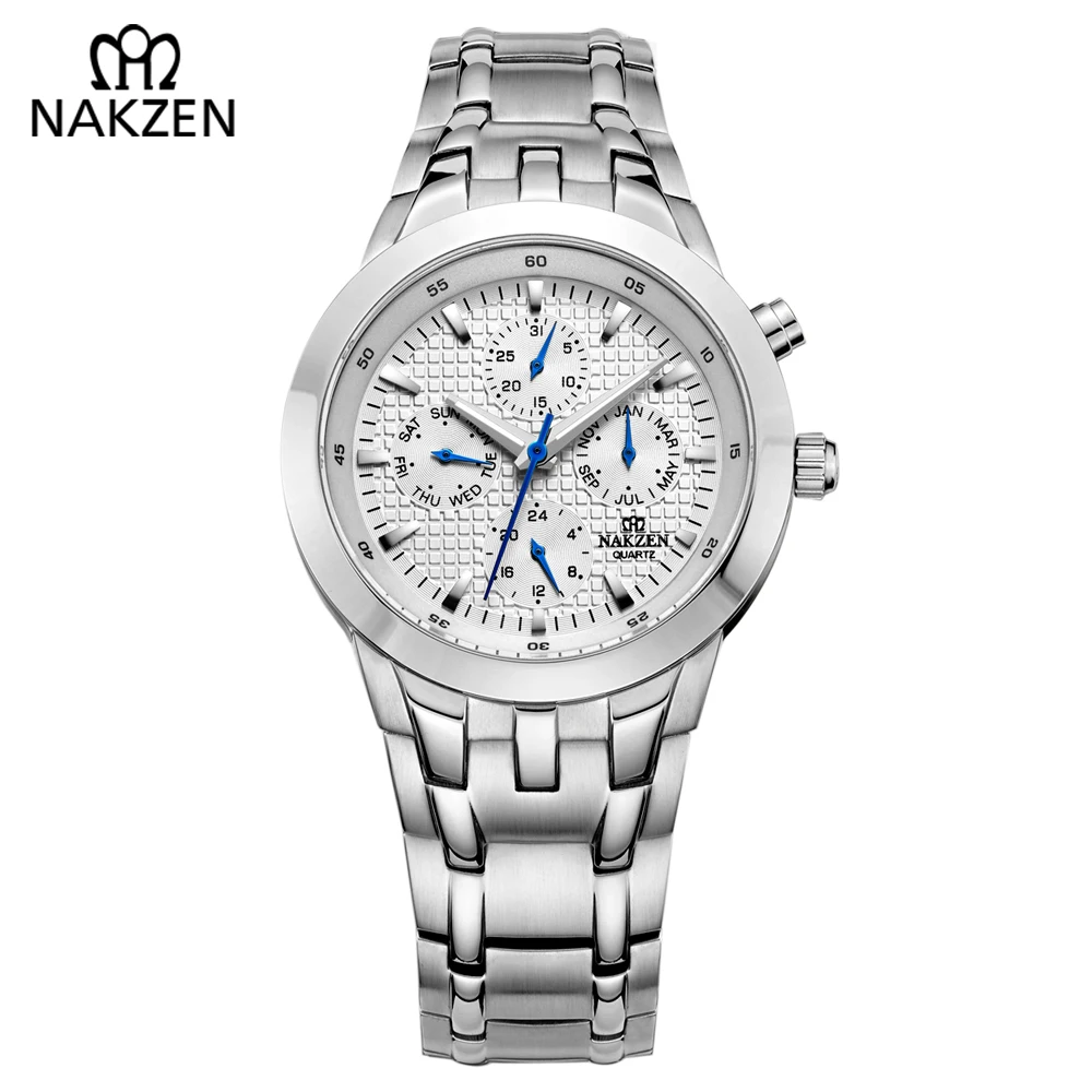

Men Sport Watches Steel Analog Quartz Bracelet Miyota Movement WristWatch Calendar Week Dial Gentlemen Clock Relogio Masculino