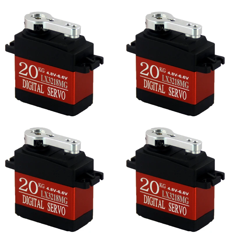 

4 pcs Waterproof servo 20KG LX3218MG high speed Large Torque metal gear digital RC Servo baja servo for 1/8 1/10 Scale RC Cars