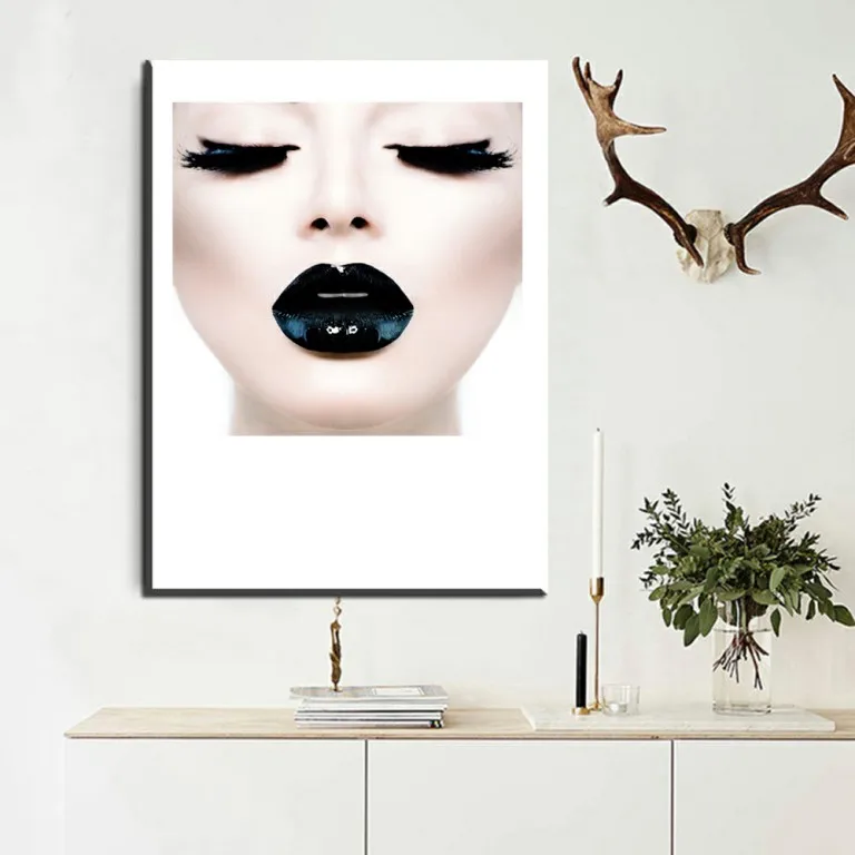 Xdr018c белый и черный супермодель портрет сексуальные губы макияж холст искусство печать плакат домашний декор - Цвет: xdr02a