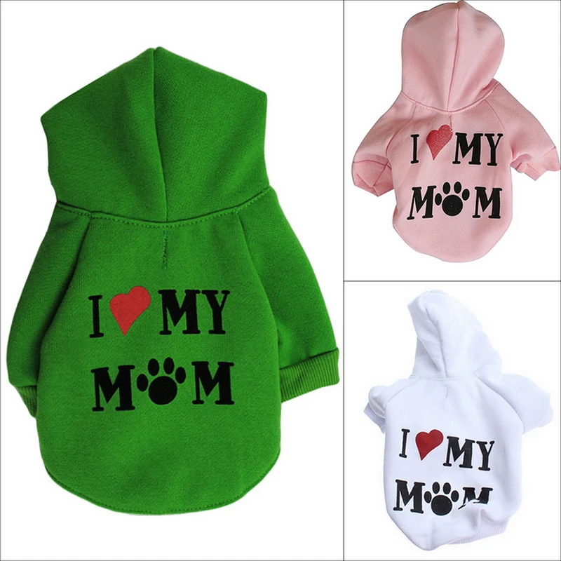 2016 Fashion Pet Dog Clothes I Love My Mum Sweatshirt Hoodie For Winter