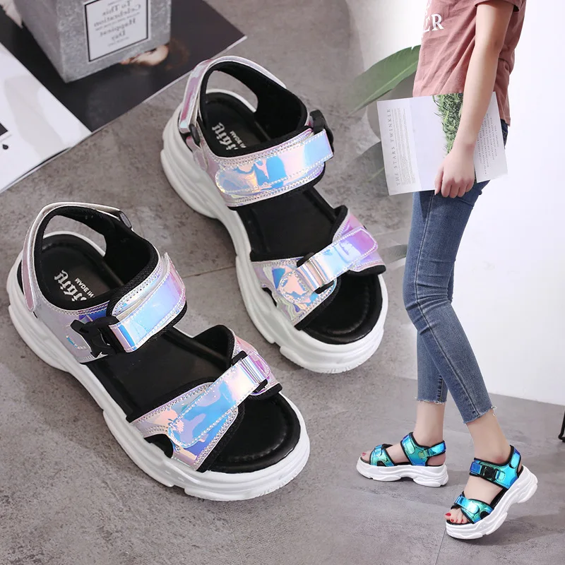 

Dropshipping Sexy Open-toed Women Sport Sandals Wedge Hollow Out Sandals Outdoor Cool Platform Women Beach Summer Shoes 2019