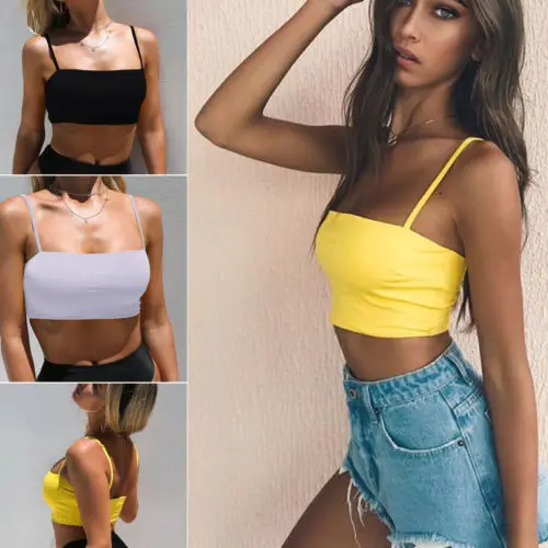 

Women Summer Vest Crop Top Sleeveless Solid Shirt Casual Tanks Sexy