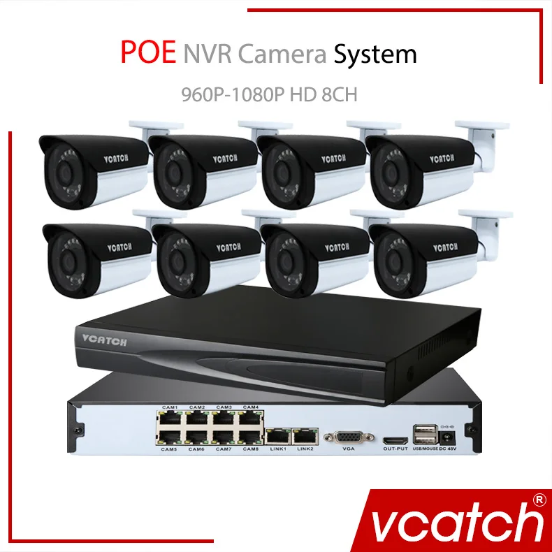 POE IP Camera Video Security Surveillance System PoE NVR Recorder System Kit VCATCH Camera