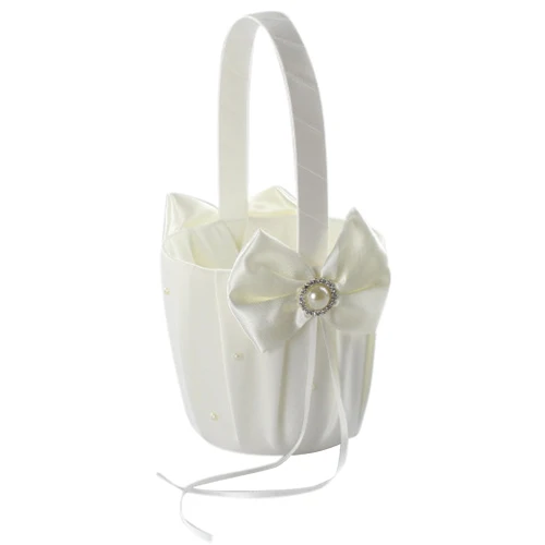 

1 beige satin bow pearl flower basket satin flower flower flower basket