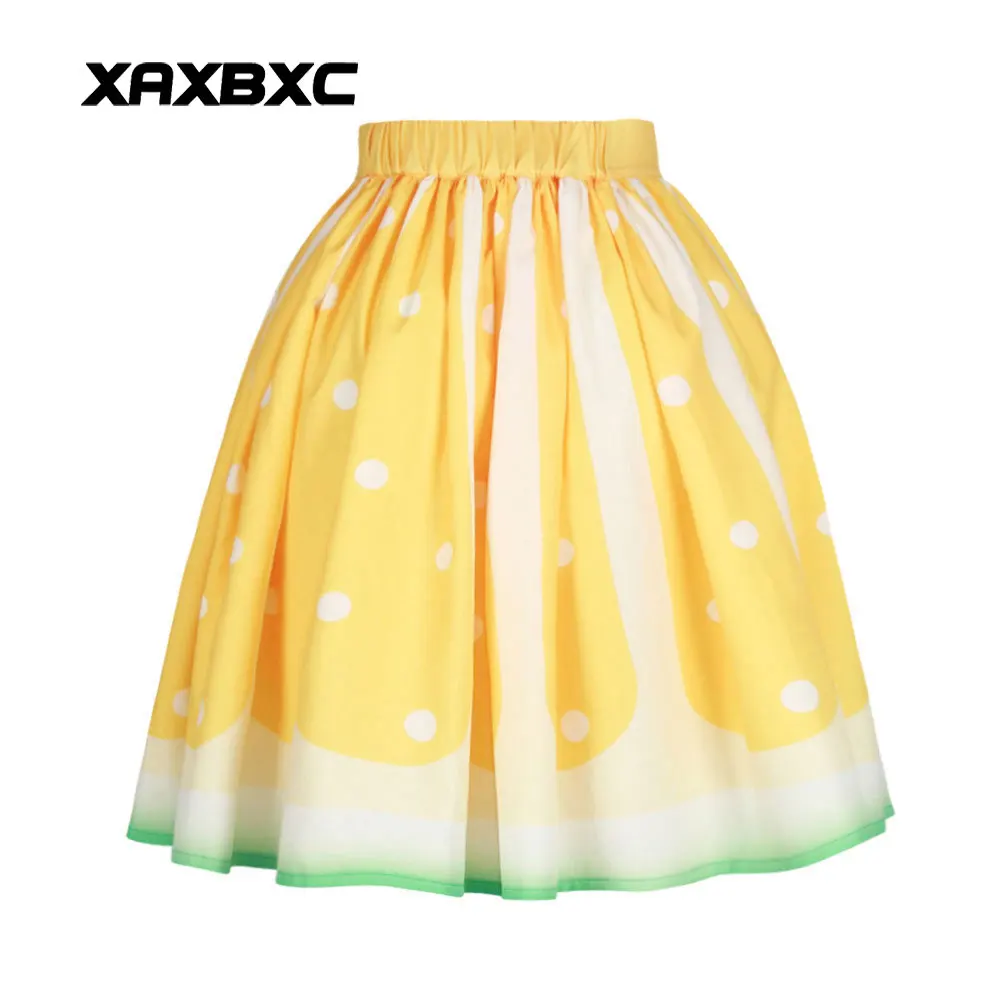 XAXBXC 004 Новинка, летняя сексуальная юбка принцессы для девочек, юбка-пузырь, фламинго, птица, пианино, 3D принты, Скейтер, плиссированная, до колена, миди, Женская юбка