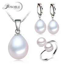Real freshwater pearl jewelry set women,natural pearl sets 925 sterling silver jewelry girl birthday engagement gift top quality