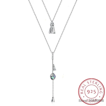 

SMTCAT 925 Silver Long Pendant Necklace Double Chains Colorful Beads Crystals From For Women Beast Party Accessories