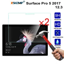 XSKEMP 2Pcs/Lot 9H Real Tempered Glass Screen Protector For Microsoft Surface Pro 5 2017 12.3 0.3mm Scratch Proof HD Tablet Film