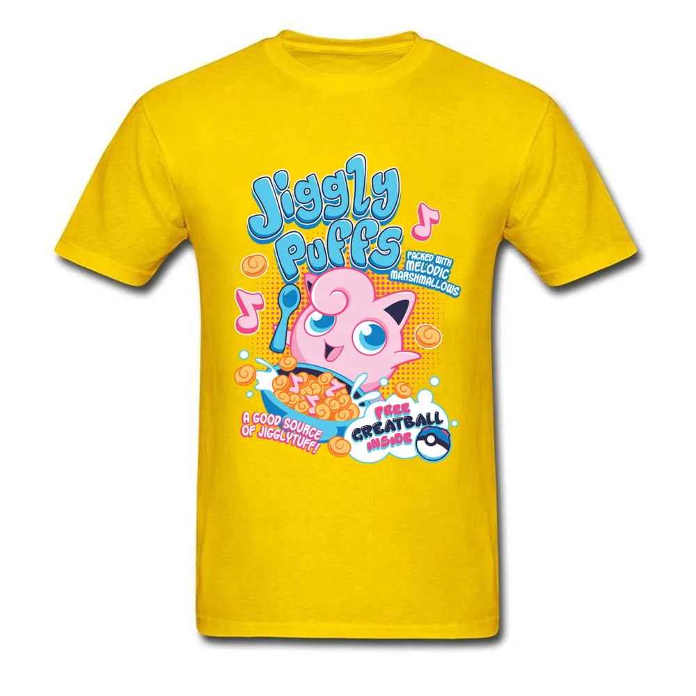 Футболка JigglyPuffs, топы с покемонами, Мужская футболка с аниме, милая Дизайнерская одежда с героями мультфильмов, парная черная футболка, забавная хлопковая футболка - Цвет: Цвет: желтый