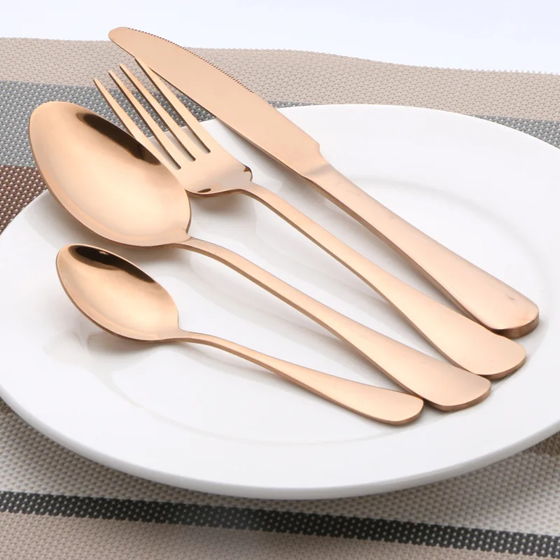

Rose Gold Tableware Set Stainless Steel Dinner Set Cutlery Knives Forks Spoons Western Food Dinnerware Home Party Tableware Set