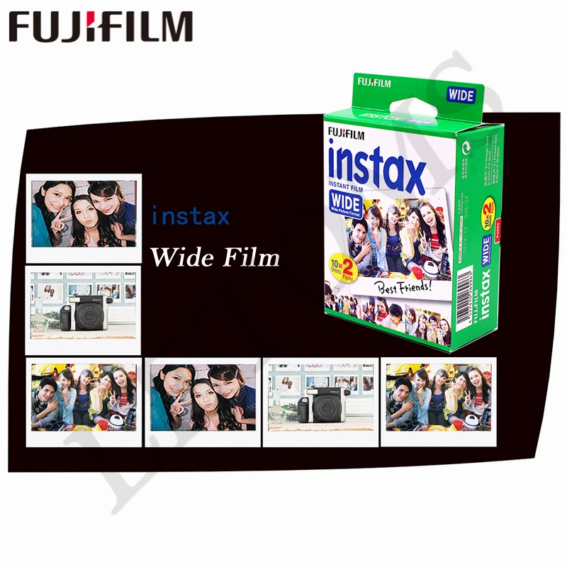 Подлинная 40 листов Fujifilm Instax Wide белый защитная пленка с закругленными краями для камеры Fuji Instant фотобумага Камера 300/200/210/100/500AF